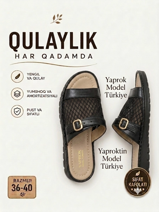 Yengil va yumshoq yozgi sandal, ayollar uchun anatomik model
