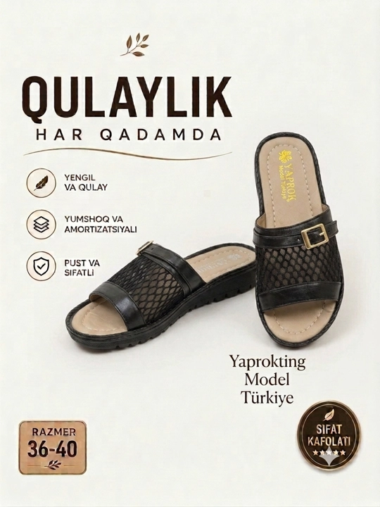 Yengil va yumshoq yozgi sandal, ayollar uchun anatomik model