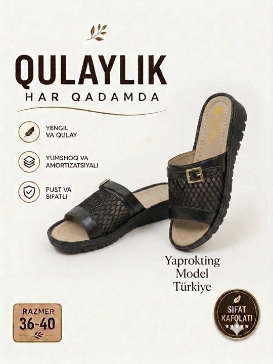 Yengil va yumshoq yozgi sandal, ayollar uchun anatomik model