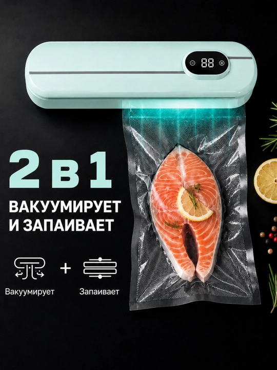 Вакууматор для продуктов с дисплеем, запайщик пакетов, компактный, вакуумный упаковщик