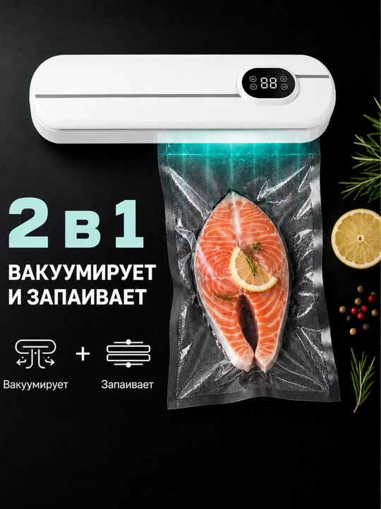 Вакууматор для продуктов с дисплеем, запайщик пакетов, компактный, вакуумный упаковщик