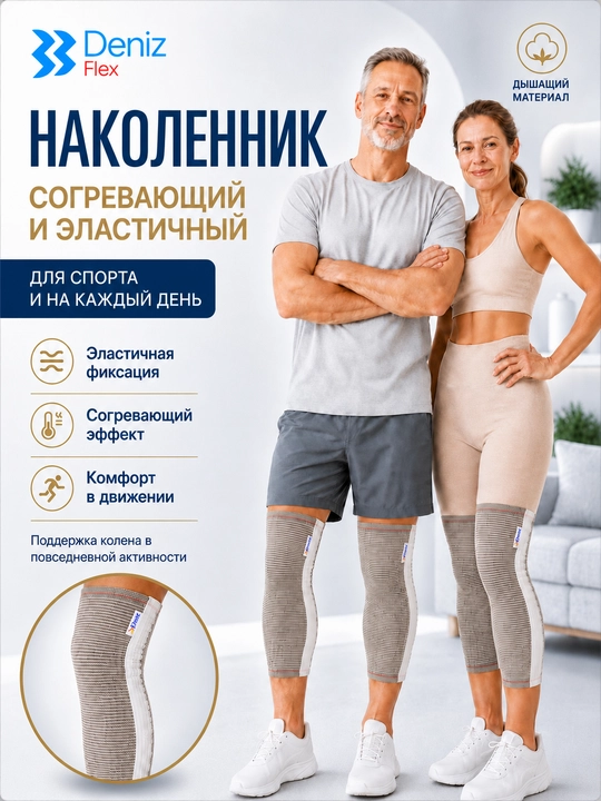 Согревающий эластичный бандаж для колена, для спорта и повседневного использования, унисекс - 