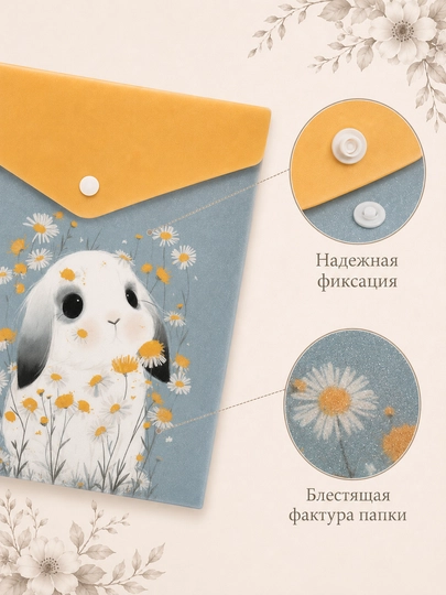 Папка-конверт Alpha-Trend А4 на кнопке 180 мкм из полипропилена