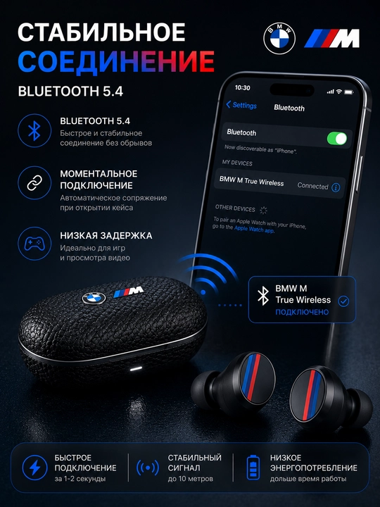 Simsiz quloqchinlar BMW M TWS, Bluetooth 5.4, HD qo‘ng‘iroqlar, sensorli boshqaruv