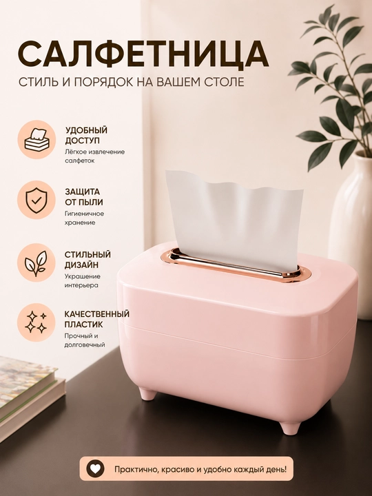 Салфетница настольная для бумажных салфеток, пластиковый органайзер для кухни и дома - 