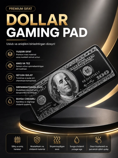Katta Gaming Mousepad – Sirpanmaydigan, Tezkor Harakat va Yuqori Aniqlik uchun Gilamcha - 