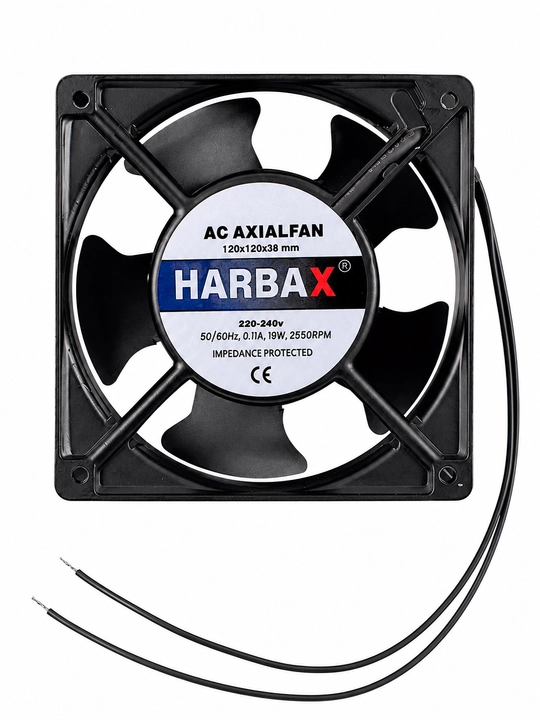 HARBAX AC 120×120×38 mm o‘qli ventilyator/kuler, 220-240 V, 19 Vt - 