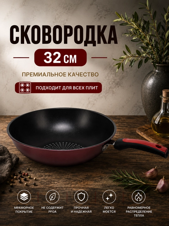 Chuqur tova, qovurish uchun vok, go‘sht va sabzavotlar uchun tova