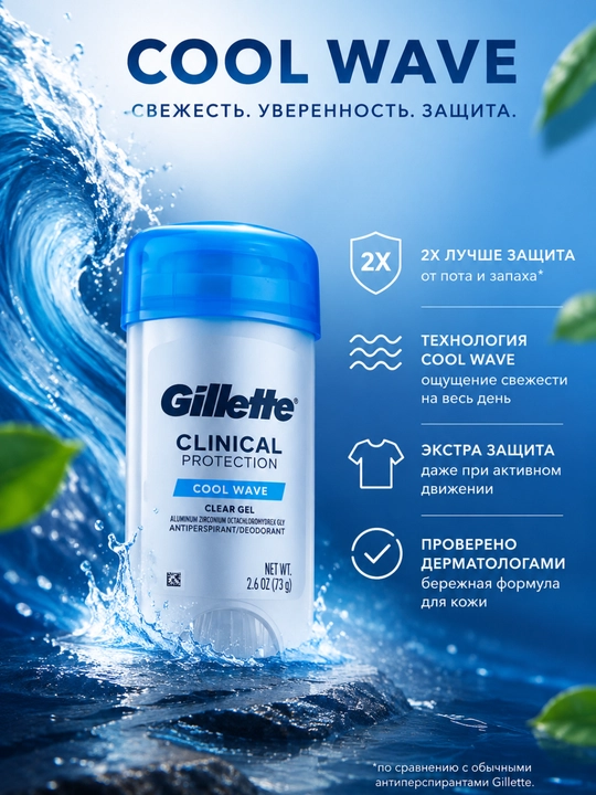 Gillette Clinical Protection dezodoranti, Erkaklar uchun antiperspirant 72 soatlik himoya - 