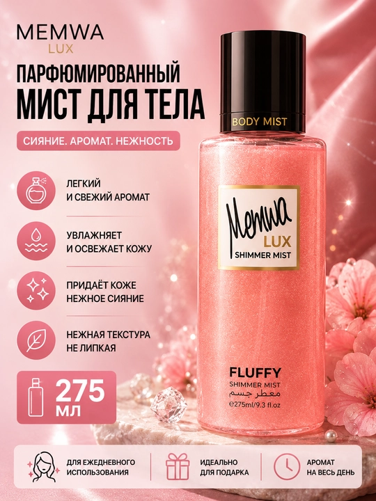 Парфюмированный шиммер-мист для тела Memwa Lux Fluffy,  275 мл - 