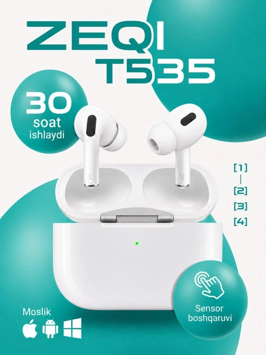 Беспроводные Bluetooth наушники ZEQI T535 TWS с сенсорным управлением - 