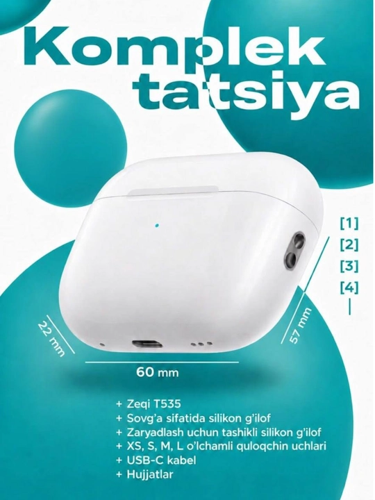 ZEQI T535 TWS sensorli simsiz Bluetooth quloqchinlari