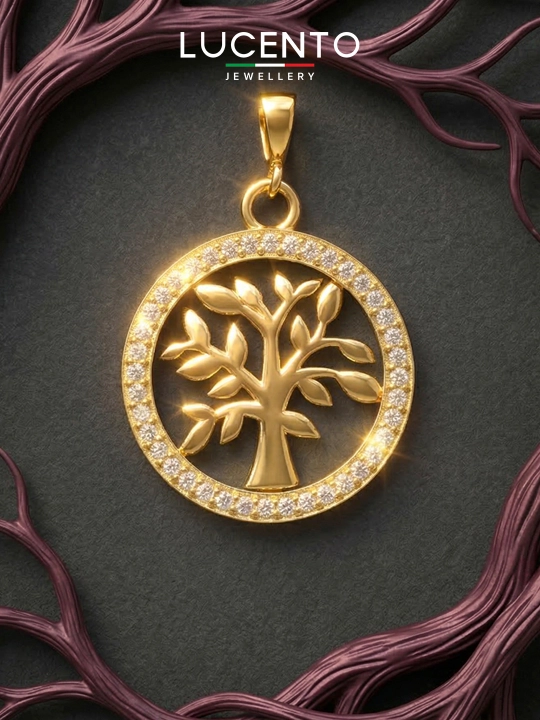 Кулон LUCENTO JEWELLERY из золота 585 пробы с фианитами Дерево жизни