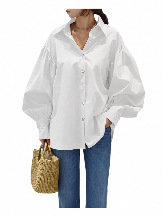 Rubashka ayollar oversize, katta o‘lchamlar XL–5XL, keng yengli — ELLY FASHION