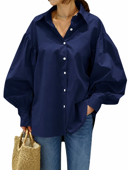 Rubashka ayollar oversize, katta o‘lchamlar XL–5XL, keng yengli — ELLY FASHION