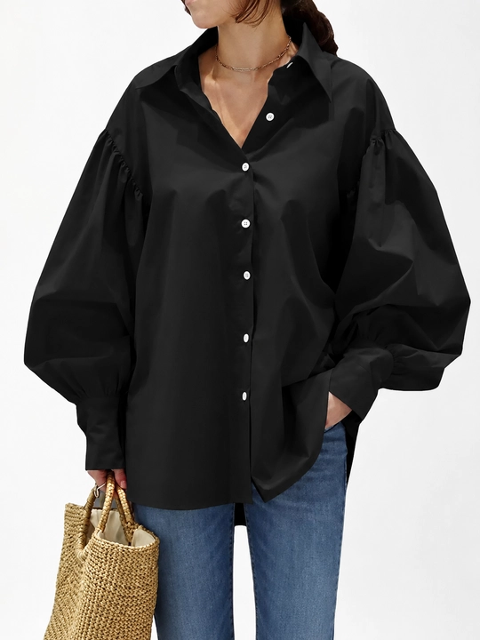 Rubashka ayollar oversize, katta o‘lchamlar XL–5XL, keng yengli — ELLY FASHION