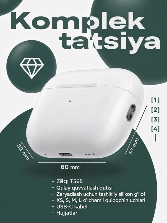 Bluetooth наушники ZEQI T565 TWS, HD звук, сенсорное управление, зарядный кейс