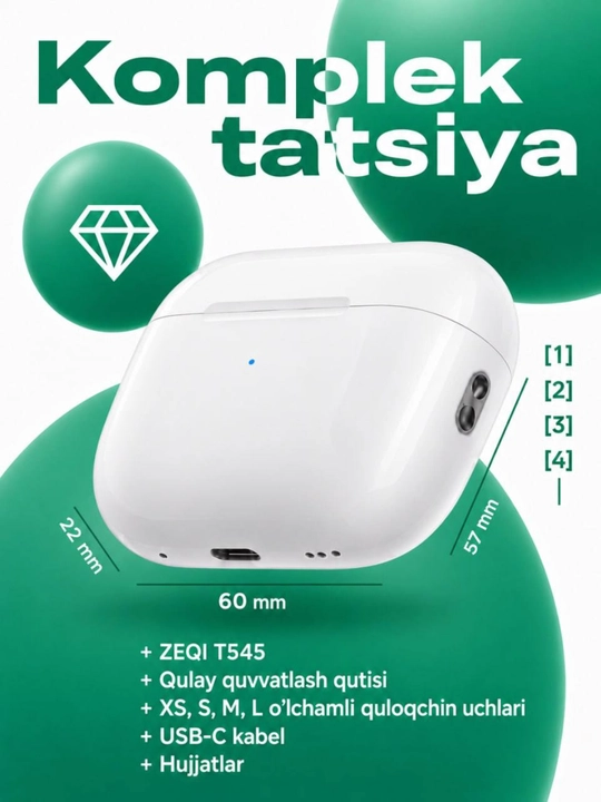 ZEQI ZE-T545 TWS Bluetooth quloqchin, HD Stereo, sensorli boshqaruv, zaryadlash qutisi