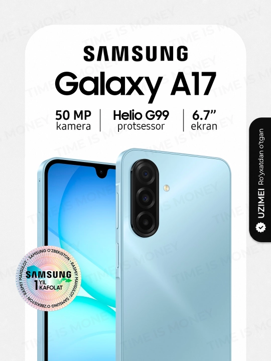 Smartfon Samsung Galaxy A17, 6.7" 90Hz ekran, kamera 50Mp, batareya 5000 mAh - 