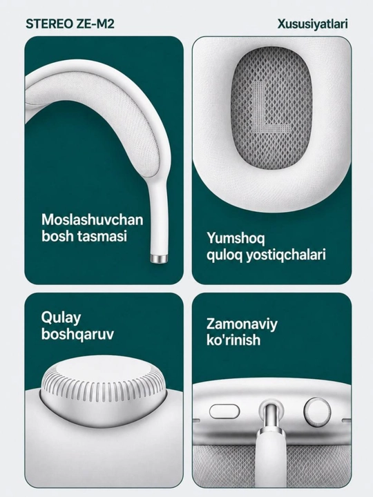 ZEQI ZE-M2 Bluetooth 5.4 simsiz quloqchin, HiFi Stereo, 8 soat, Type-C