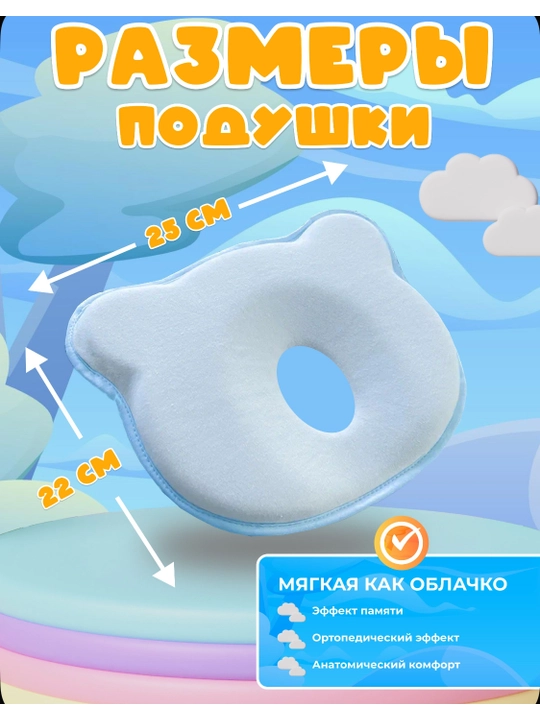 Подушка ортопедическая для новорожденных, подушка для детей, с эффектом памяти