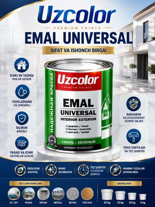 Uzcolor "Emal Universal" Premium bo‘yog‘i yashil - 