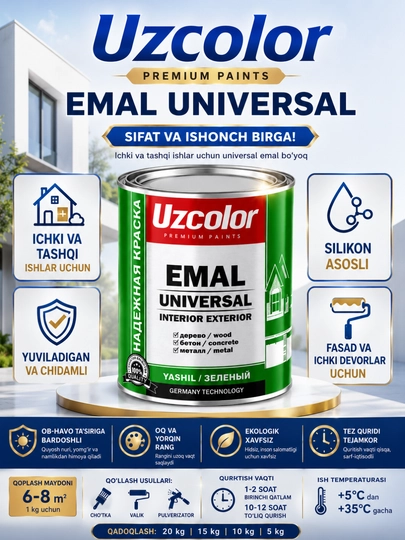 Uzcolor "Emal Universal" Premium bo‘yog‘i yashil
