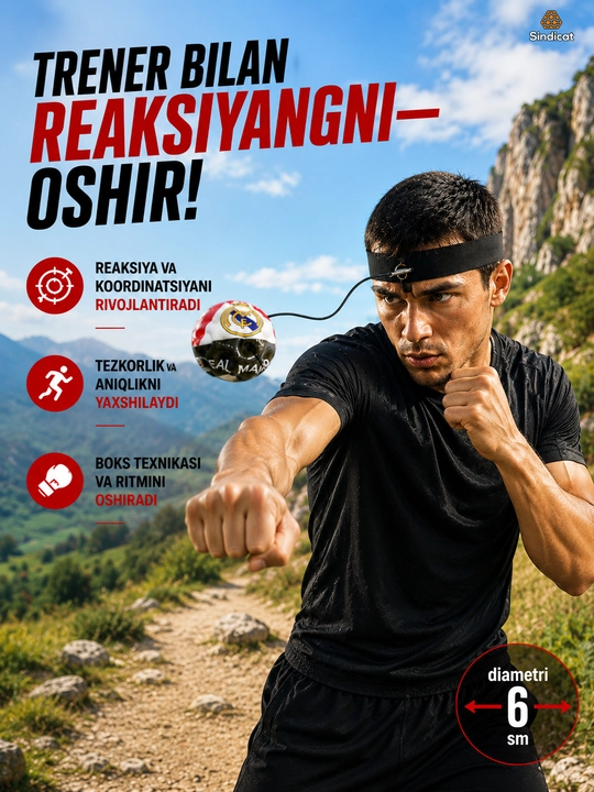 Боксёрский мяч на эластичной ленте, Fight Ball, тренировочный мяч, для отработки ударов - 