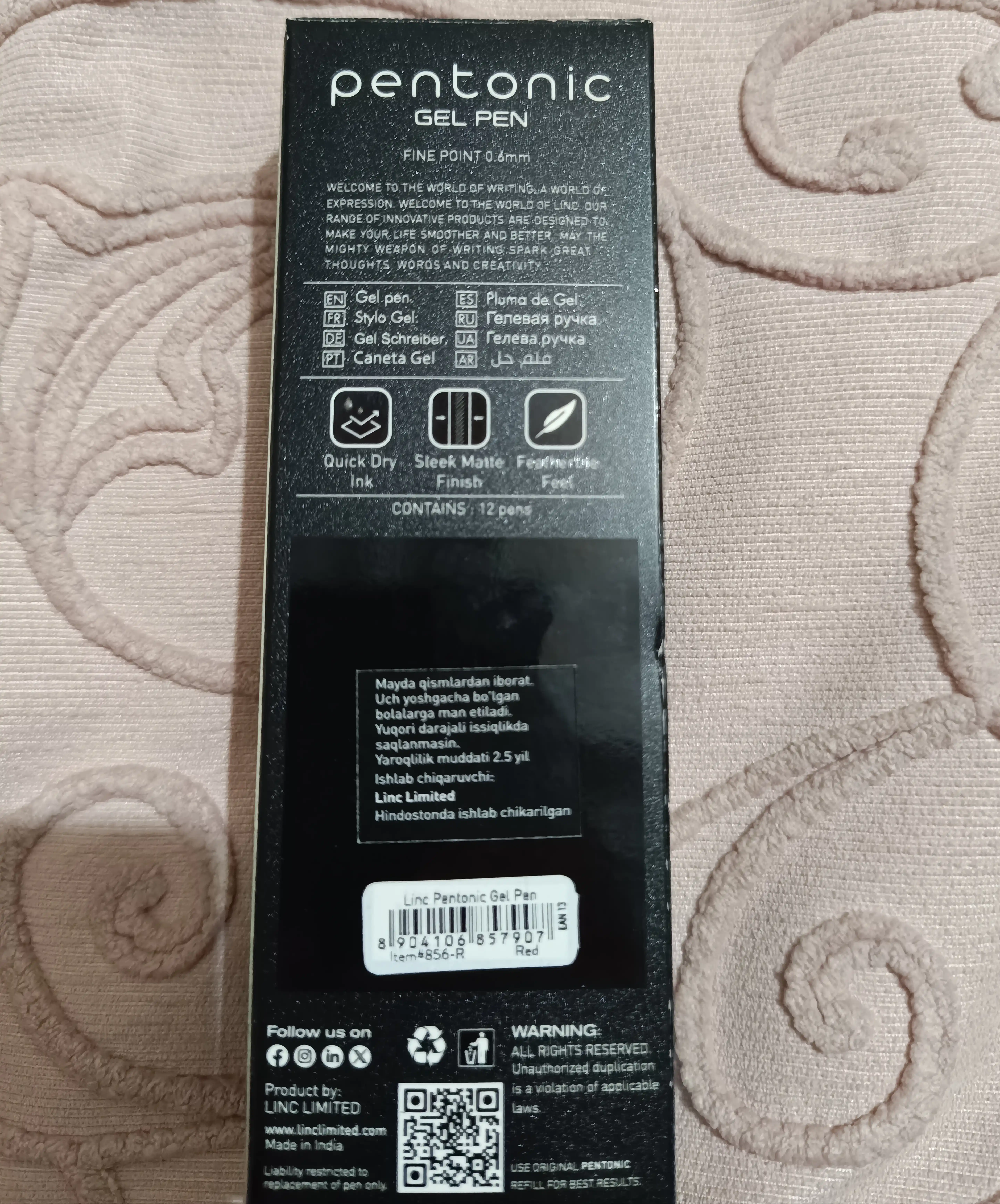 Linc Pentonic Gel gel ruchka, 0.6 mm, ko'k/yashil/qizil/qora, 856-bl