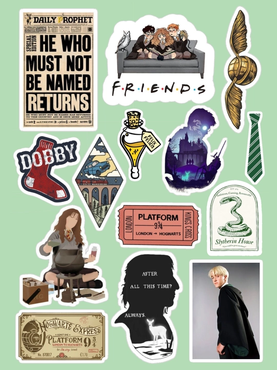 Stikerlar, nakleykalar, Garri Potter, Hogwarts, telefon g'iloflari va noutbuklar uchun - 