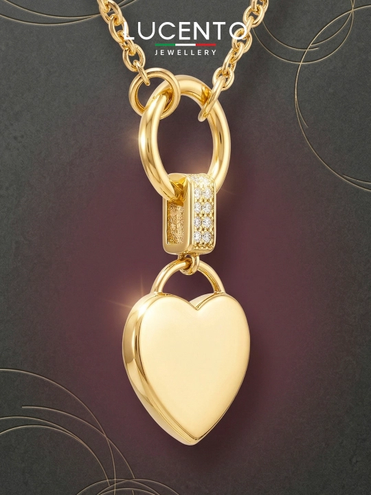 Цепочка с кулоном LUCENTO JEWELLERY из золота 585 пробы с фианитами «Сердце» - 