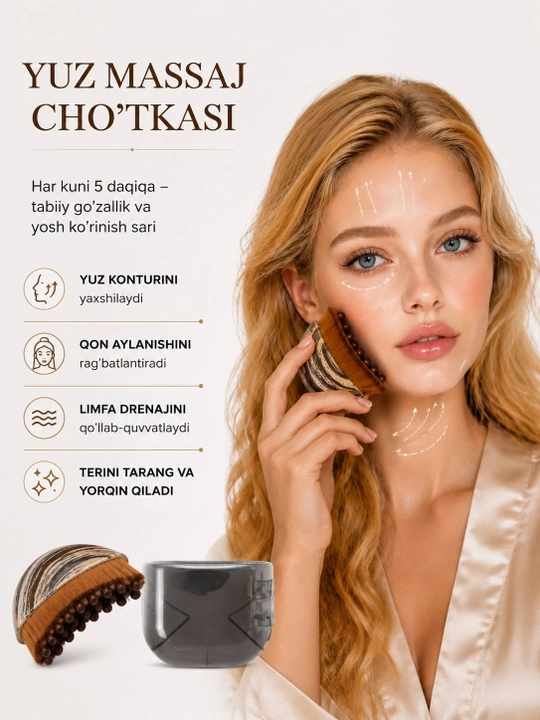 Массажная щетка, массажер для лица – лифтинг, гуаша и лимфодренажный эффект - 