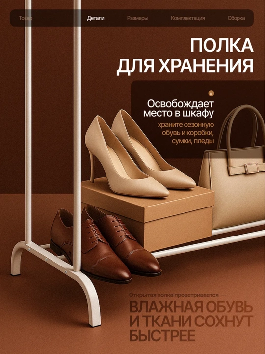 Вешалка напольная для одежды, металлическая гардеробная стойка