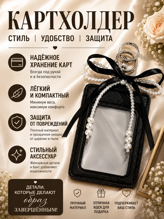 Картхолдер для ID паспорта, бейджика и для пластиковых карт - 