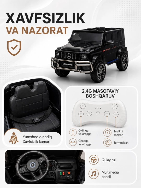 Детский электромобиль, Mercedes, Benz G-Class, AMG 4x4, Гелендваген, на пульте управления