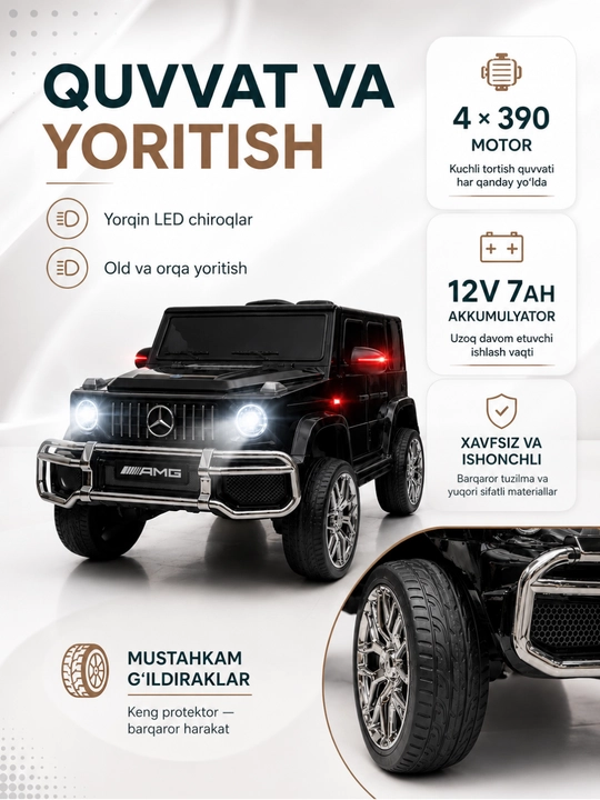 Детский электромобиль, Mercedes, Benz G-Class, AMG 4x4, Гелендваген, на пульте управления