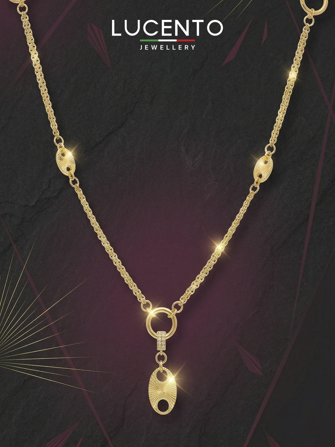 Цепочка с кулоном LUCENTO JEWELLERY из золота 585 пробы с фианитами