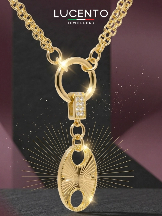 Цепочка с кулоном LUCENTO JEWELLERY из золота 585 пробы с фианитами - 