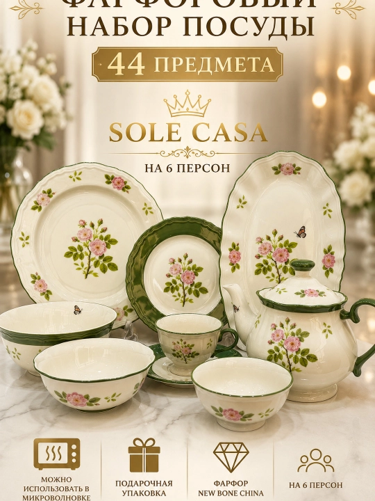 La Dolce New Bone China farfor oshxona servizi 44 predmet 6 kishilik