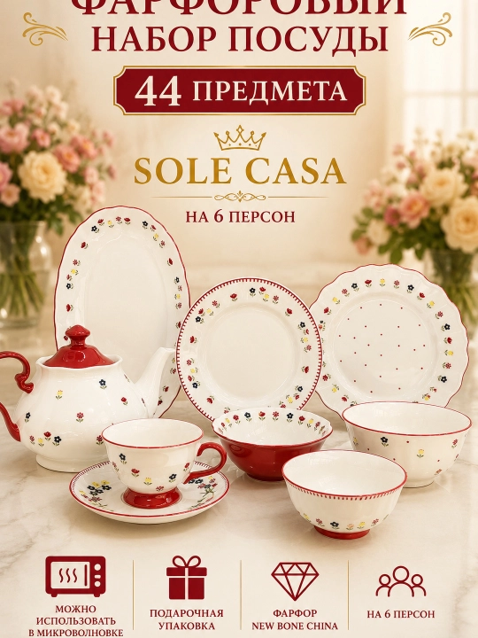La Dolce New Bone China farfor oshxona servizi 44 predmet 6 kishilik