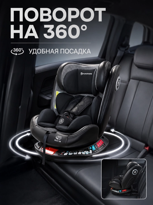 Детское автокресло 0–12 лет, ISOFIX + LATCH, поворот 360°, ECE R129, до 50 кг