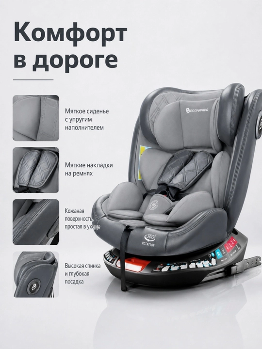Детское автокресло 0–12 лет, ISOFIX + LATCH, поворот 360°, ECE R129, до 50 кг