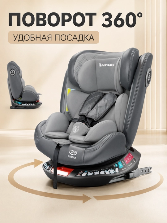 Детское автокресло 0–12 лет, ISOFIX + LATCH, поворот 360°, ECE R129, до 50 кг