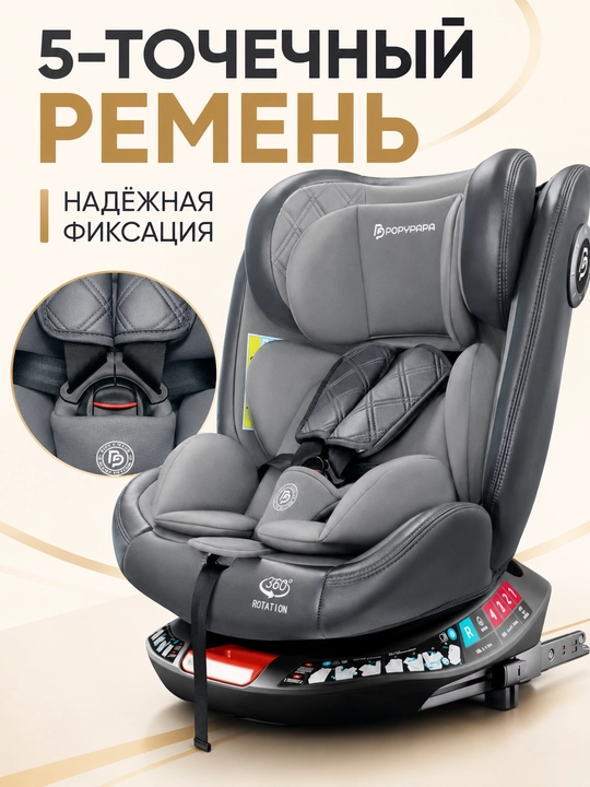 Детское автокресло 0–12 лет, ISOFIX + LATCH, поворот 360°, ECE R129, до 50 кг
