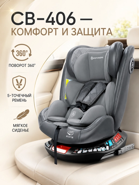 Детское автокресло 0–12 лет, ISOFIX + LATCH, поворот 360°, ECE R129, до 50 кг
