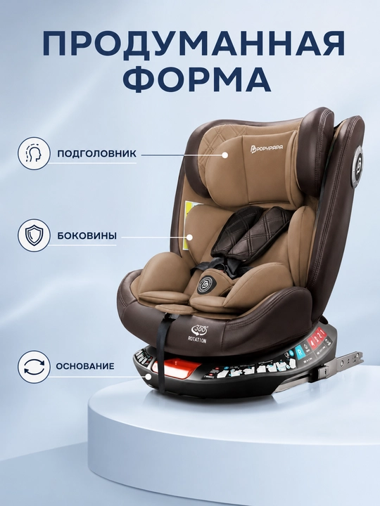Детское автокресло 0–12 лет, ISOFIX + LATCH, поворот 360°, ECE R129, до 50 кг