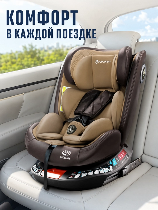 Детское автокресло 0–12 лет, ISOFIX + LATCH, поворот 360°, ECE R129, до 50 кг