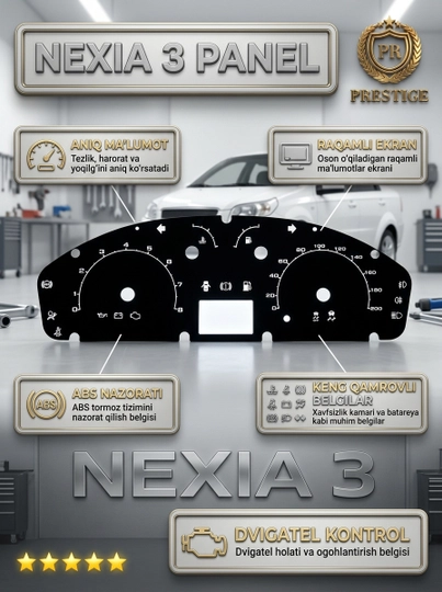 Nexia 3 priborlar paneli uchun qoplama, spidometr uchun zamonaviy yorliq