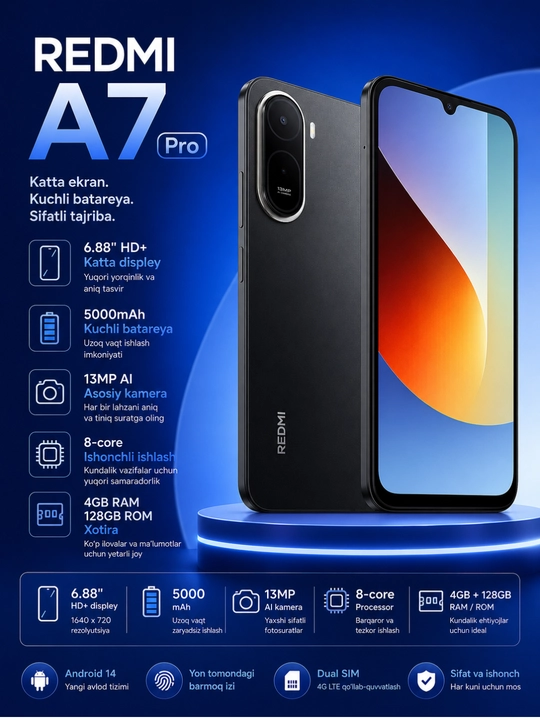Redmi A7 Pro – Uslub va funksionallik uyg‘unligi - 