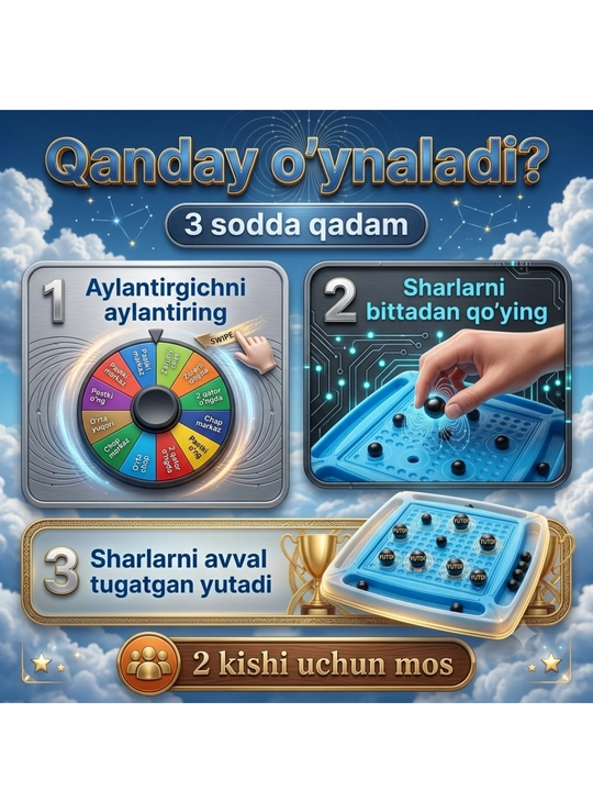Magnit sharli stol o'yini — Bolalar va oila uchun mantiqiy interaktiv magnitli o'yin